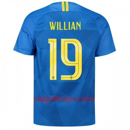 Brasilien Fodboldtrøjer Willian 19 Udebanesæt VM 2018 Brasilien Fodboldtrøjer Willian 19 Udebanesæt VM 2018